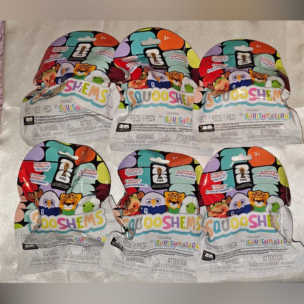 6 Squishmallows Squooshems FIFA Series 1 Mystery Packs (2.5”)